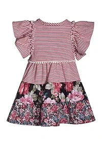 Toddler Girls Flutter Sleeve Mixed Floral Print Dress