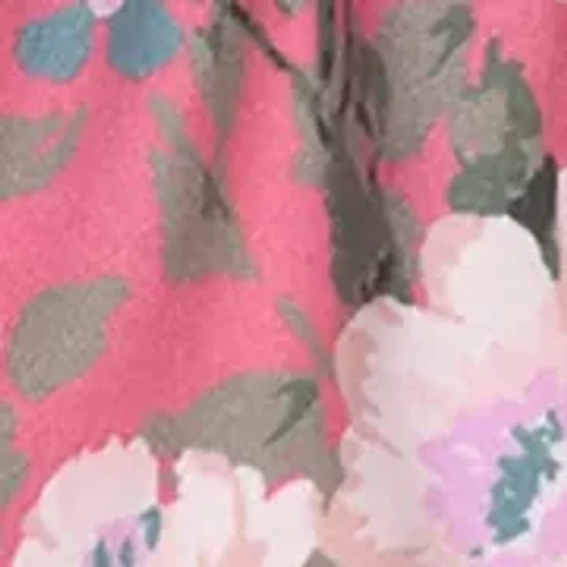 Toddler Girls Short Puff Sleeve Floral Printed Knit Dress
