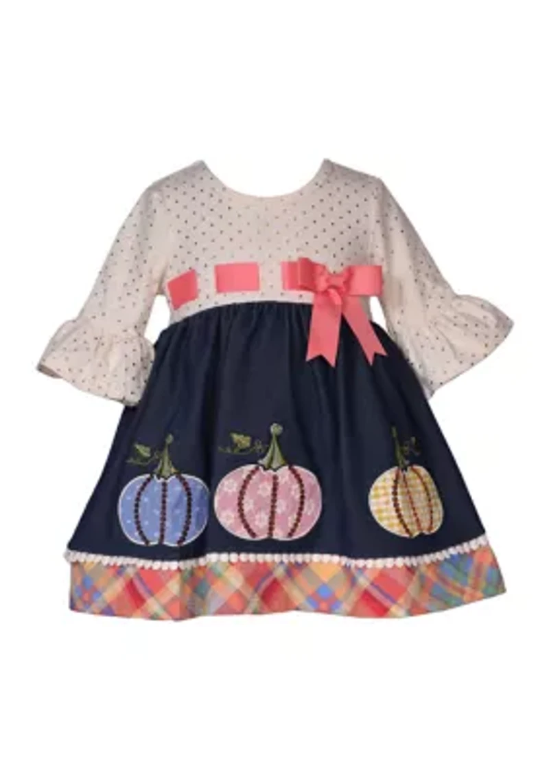Toddler Girls Pumpkin Appliqué Set