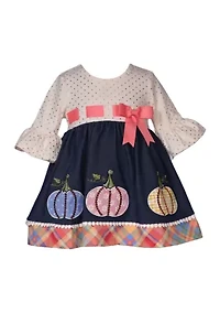 Toddler Girls Pumpkin Appliqué Set