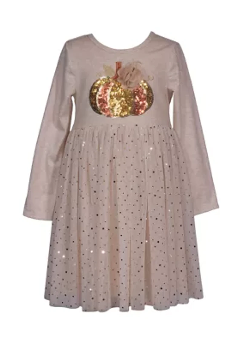 Toddler Girls Pumpkin Appliqué Ballerina Dress