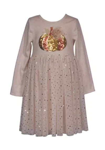 Toddler Girls Pumpkin Appliqué Ballerina Dress