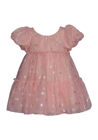Toddler Girls Foil Dot Mesh Tiered Party Dress