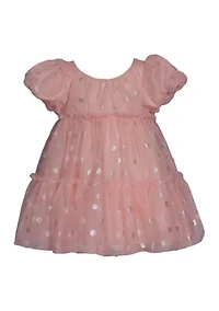 Toddler Girls Foil Dot Mesh Tiered Party Dress