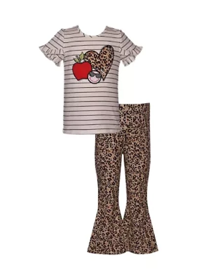 Toddler Girls Appliqué Graphic Top and Printed Leggings Set