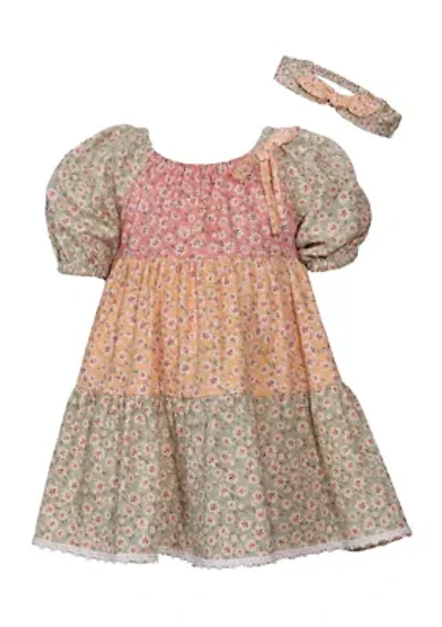 Toddler Girls Puff Sleeve Triple Tier Dress