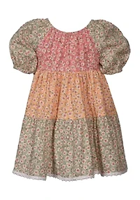 Toddler Girls Puff Sleeve Triple Tier Dress