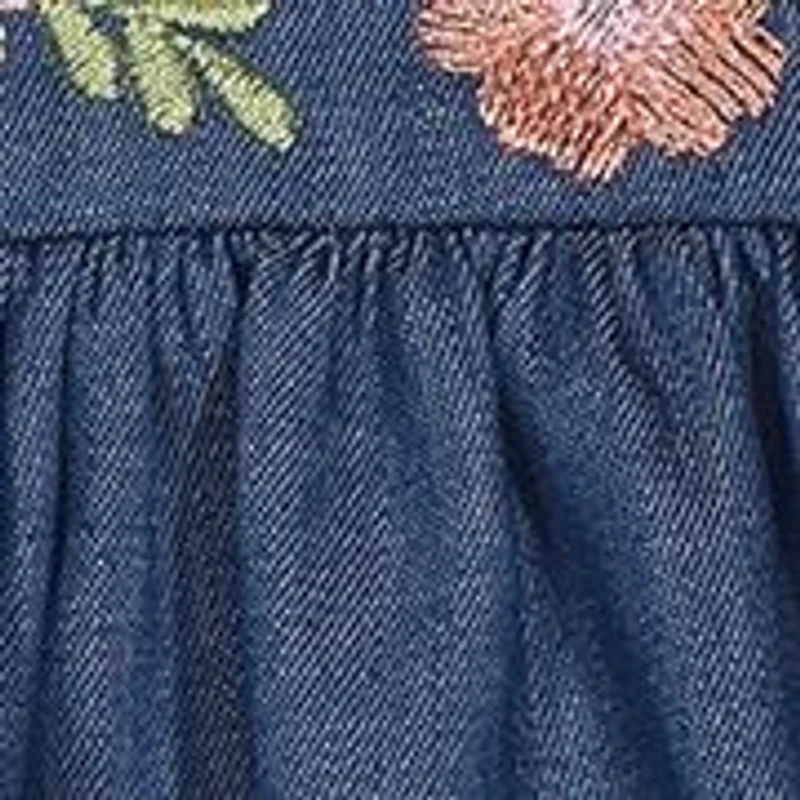 Toddler Girls Flutter Sleeve Embroidered Top with Leggings