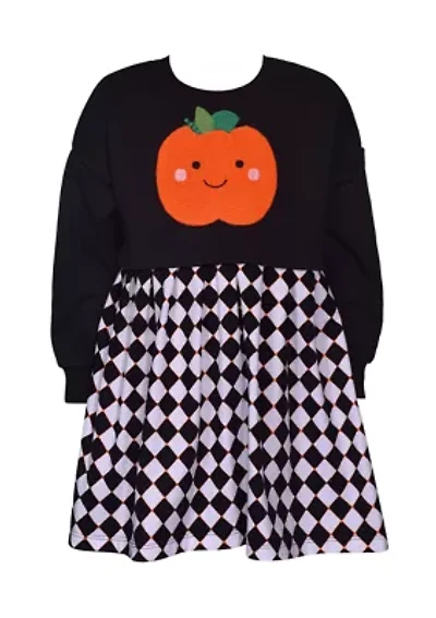 Toddler Girls Long Sleeve Pumpkin Dress