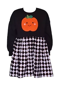 Toddler Girls Long Sleeve Pumpkin Dress