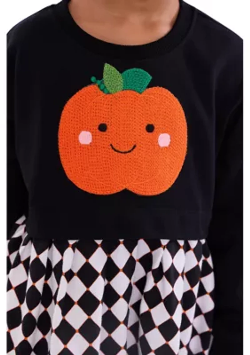 Toddler Girls Long Sleeve Pumpkin Dress