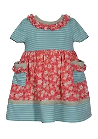 Toddler Girls Short Sleeve Mixed Media Dress