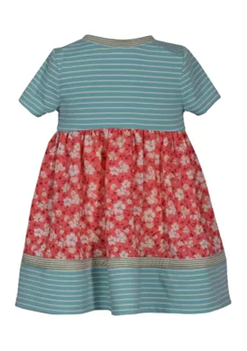 Toddler Girls Short Sleeve Mixed Media Dress