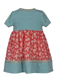 Toddler Girls Short Sleeve Mixed Media Dress