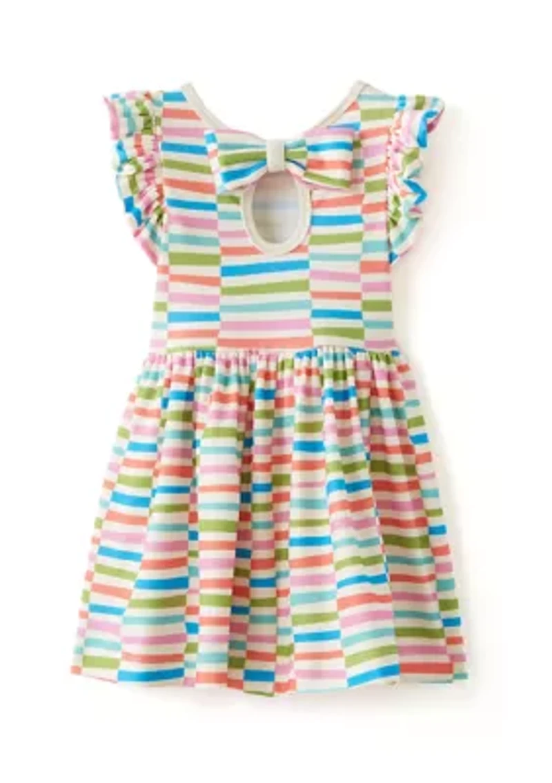 Toddler Girls Striped Dress with Headband