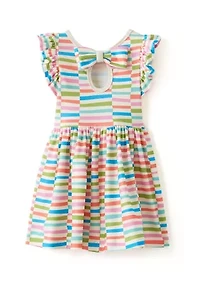 Toddler Girls Striped Dress with Headband