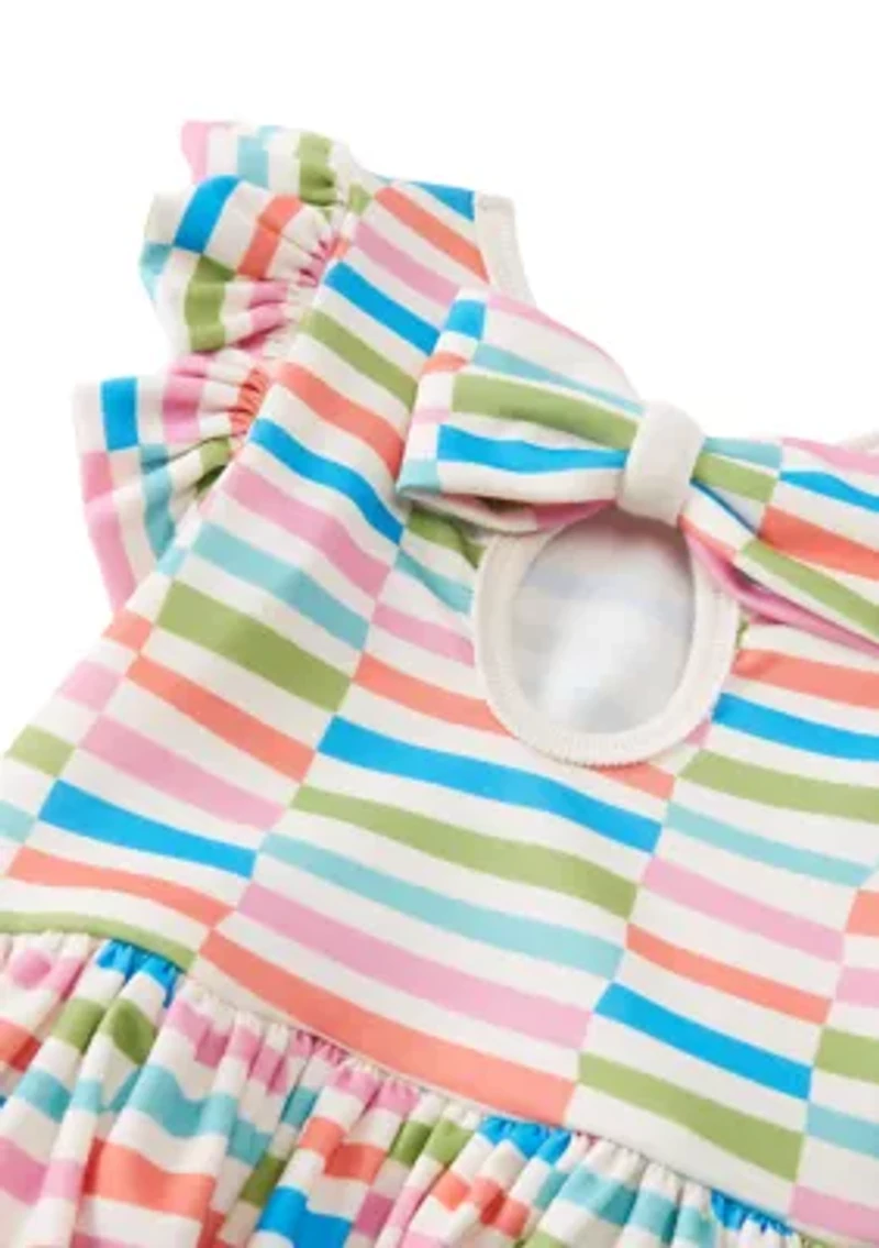 Toddler Girls Striped Dress with Headband