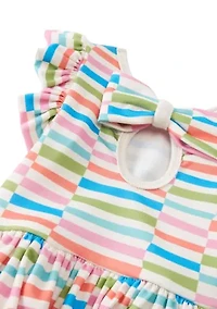 Toddler Girls Striped Dress with Headband
