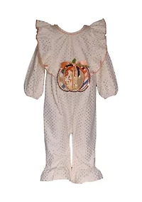 Baby Girls Pumpkin Appliqué Coverall