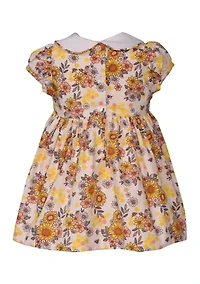 Baby Girls Sunflower Printed Smocked Dress