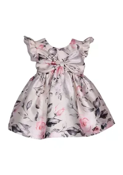 Baby Girls Floral Printed Mikado Party Dress