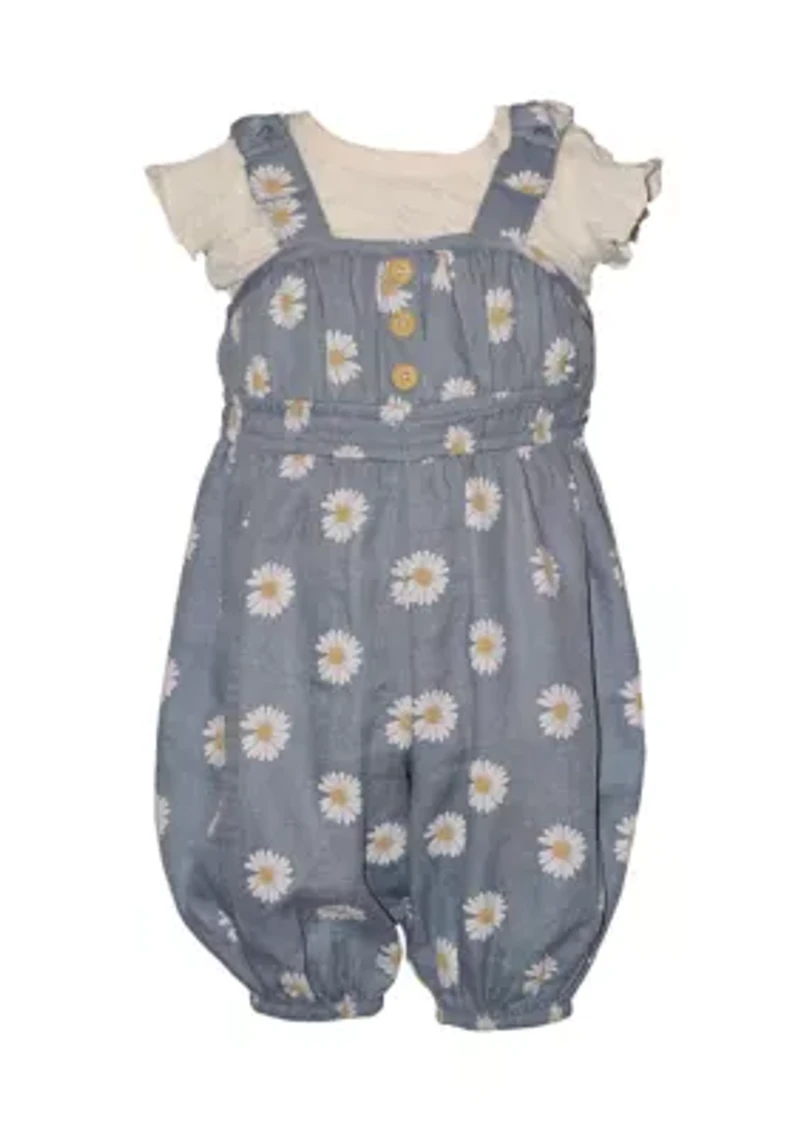 Baby Girls Daisy Printed Jumpsuit and Top Set