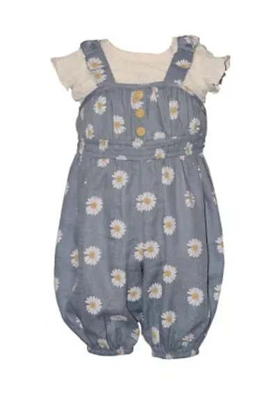 Baby Girls Daisy Printed Jumpsuit and Top Set