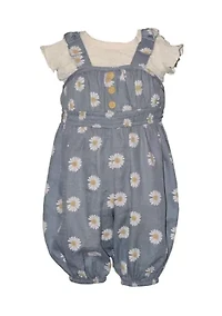 Baby Girls Daisy Printed Jumpsuit and Top Set