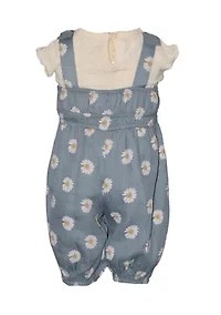 Baby Girls Daisy Printed Jumpsuit and Top Set