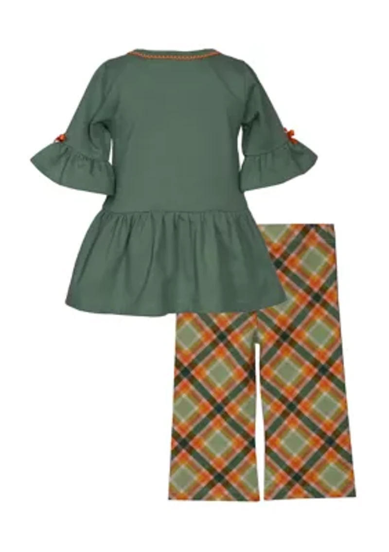 Baby Girls Pumpkin Patch Appliqué Top and Printed Pants Set