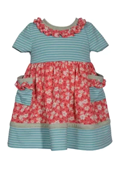 Baby Girls Mixed Media Printed Dress