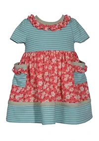 Baby Girls Mixed Media Printed Dress