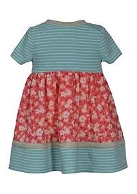 Baby Girls Mixed Media Printed Dress