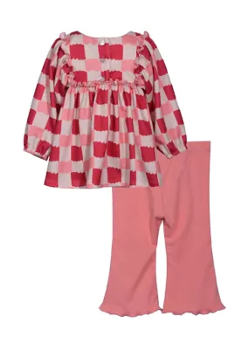 Baby Girls Checkered Printed Top and Leggings Set