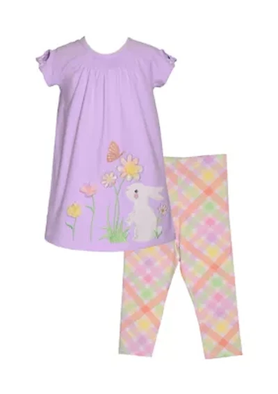 Toddler Girls Bunny Appliqué Top and Leggings Set