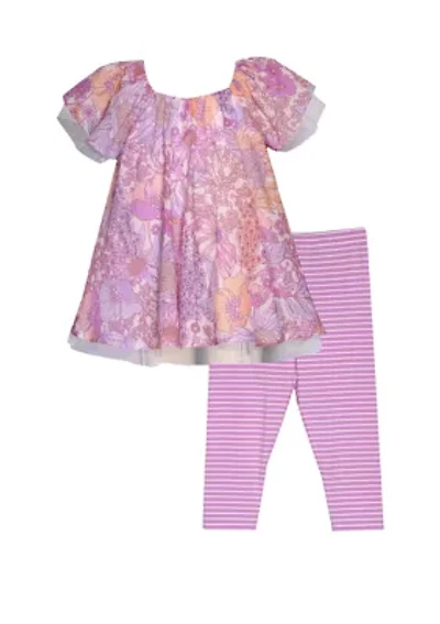 Toddler Girls Floral Printed Flyaway Top