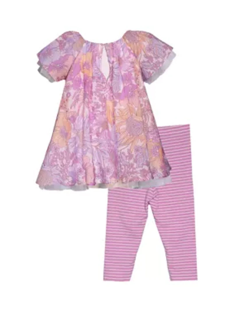 Toddler Girls Floral Printed Flyaway Top