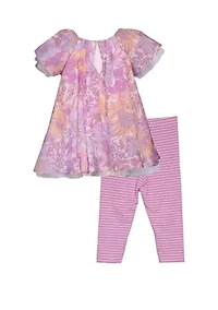 Toddler Girls Floral Printed Flyaway Top