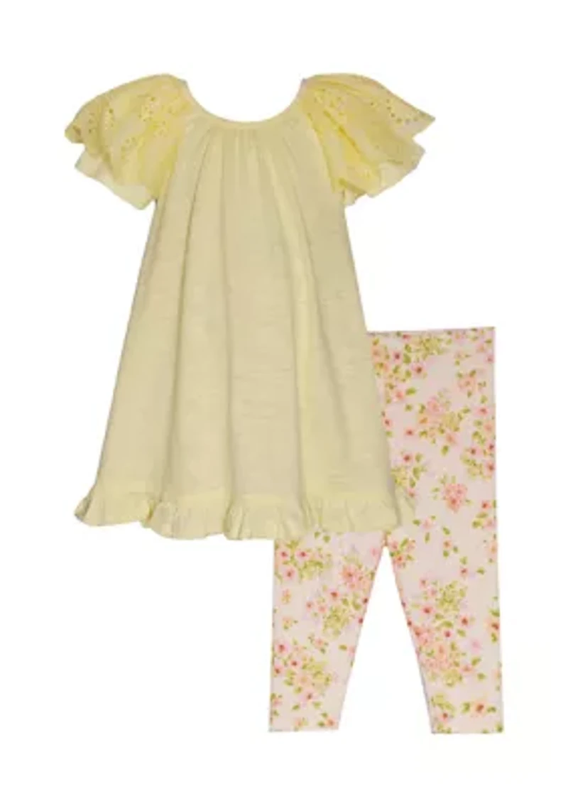Toddler Girls Knit Top and Printed Leggings Set