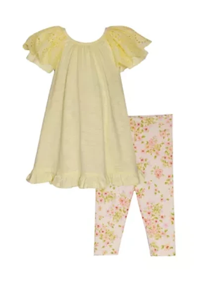 Toddler Girls Knit Top and Printed Leggings Set