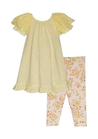 Toddler Girls Knit Top and Printed Leggings Set