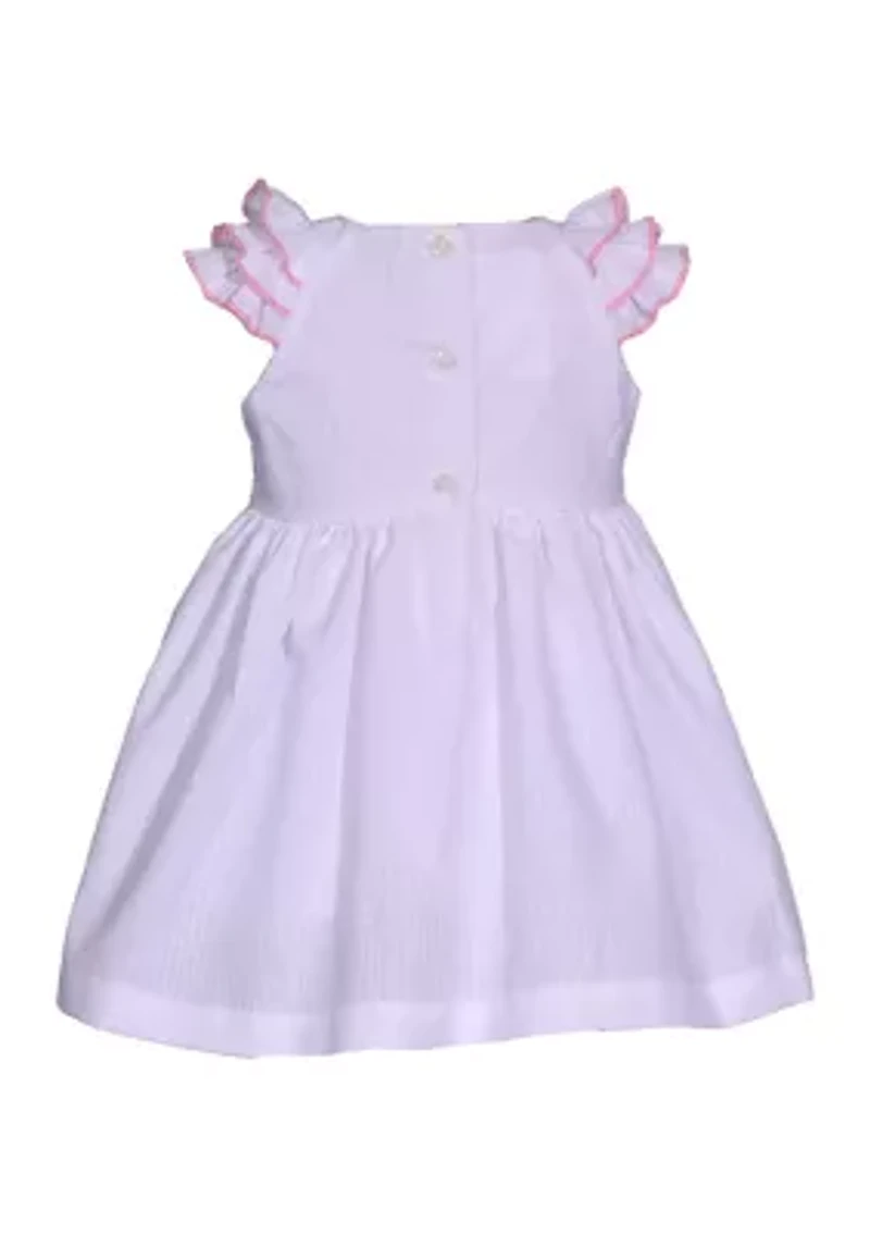 Toddler Girls Ruffle Sleeve Embroidered Smocked Dress