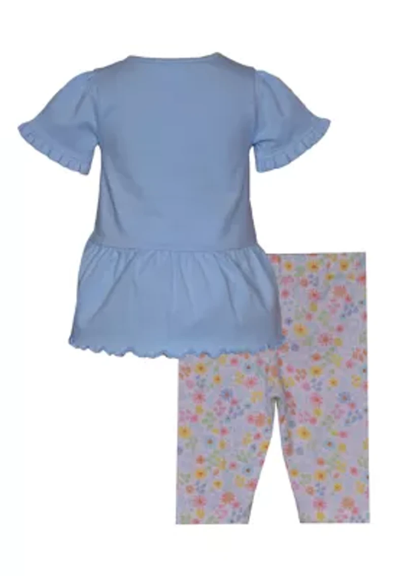 Toddler Girls Floral Top and Printed Leggings Set