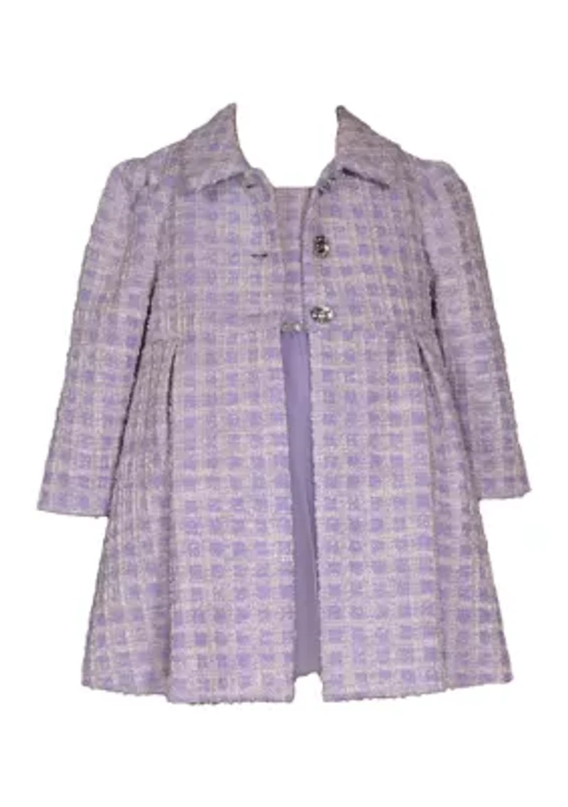 Toddler Girls Bouclé Coat and Dress Set