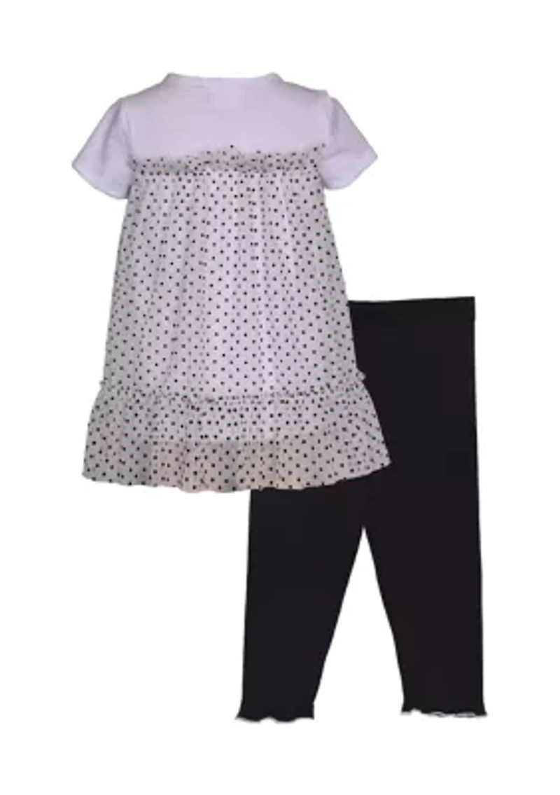 Toddler Girls Polka Dot Top and Leggings Set