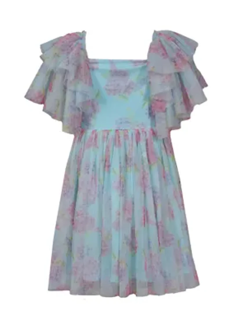 Toddler Girls Printed Embroidered Dress