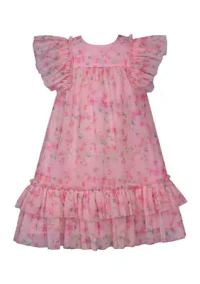 Toddler Girls Floral Mesh Float Dress