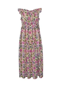 Toddler Girls Floral Printed Maxi Dress