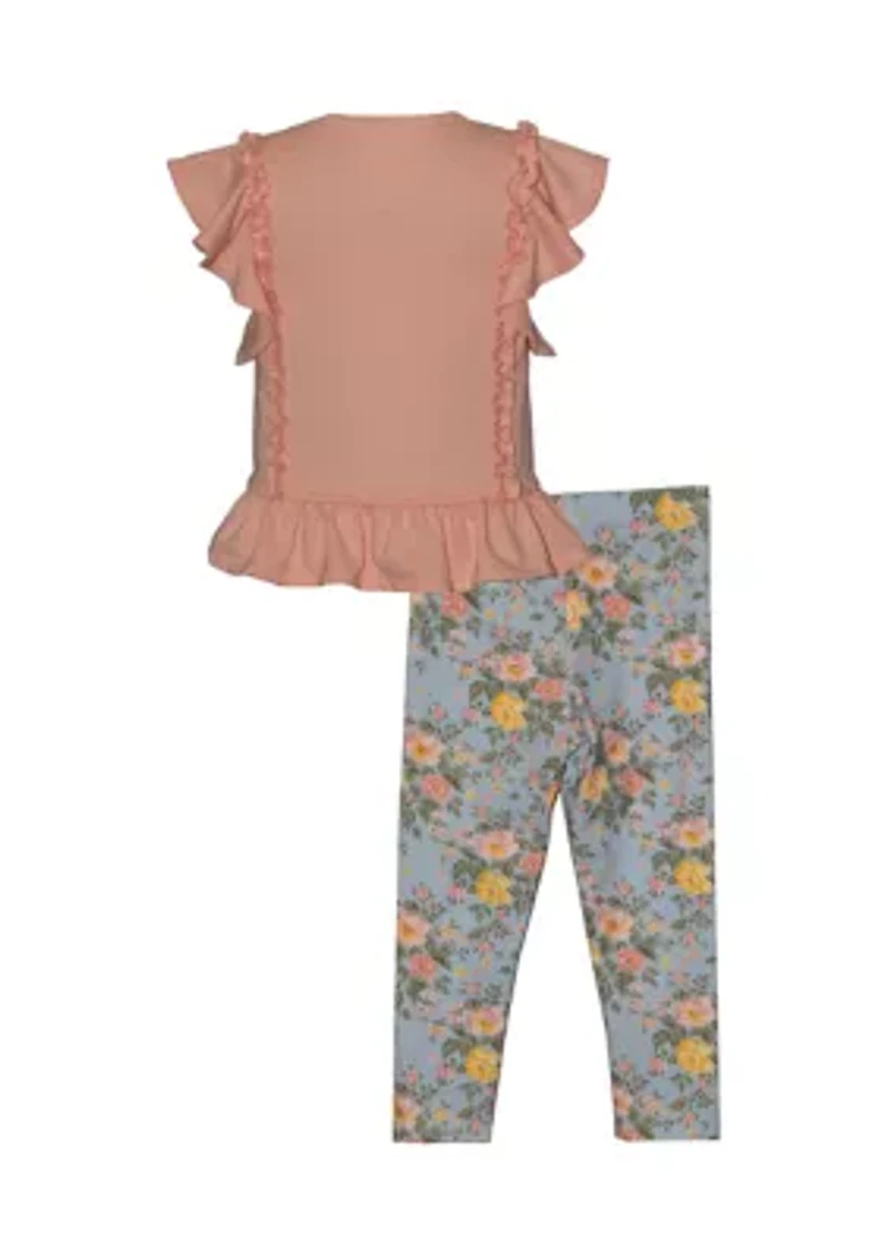 Baby Girls Ribbed Peplum Top and Pant Set