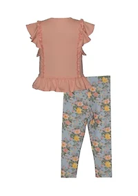 Baby Girls Ribbed Peplum Top and Pant Set
